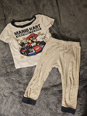 Mario Kart Racing Team Kids Tee with Striped Pants -  Size 3t